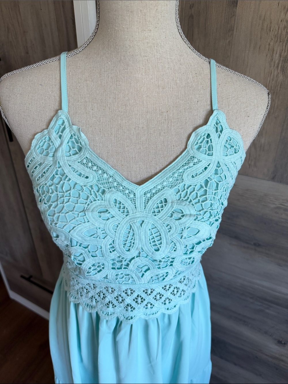 Beautiful Light Teal Three Tier Maxi Dress - Picture 2 of 4